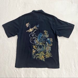 TOMMY BAHAMA 100% Silk Shirt Bungalow Blues Mens Size M Short Sleeve Blue
